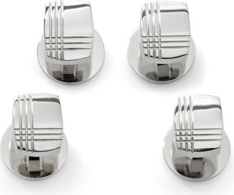 Men's Stainless Steel Tartan Plaid Studs, Pack of 4