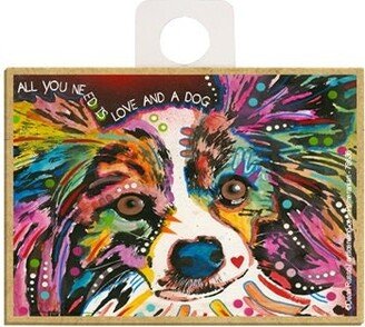 All You Need Is Love & A Dog Papillon Colorful Wood Magnet Fridge Kitchen Any Metal Surface Made in USA 2.5