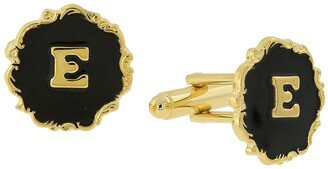 Jewelry 14K Gold-Plated Enamel Initial E Cufflinks