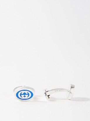 GG-logo Enamel And Sterling-silver Cufflinks