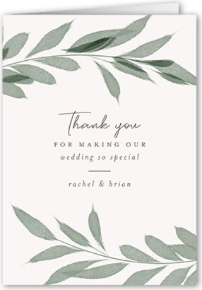 Wedding Thank You Cards: Pressed Leaves Thank You Card, Beige, 3X5, Matte, Folded Smooth Cardstock