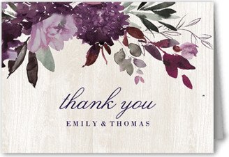 Wedding Thank You Cards: Muted Florals Thank You Card, Purple, 3X5, Matte, Folded Smooth Cardstock