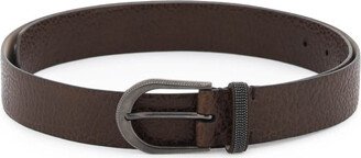 leather belt with detailed buckle-AA