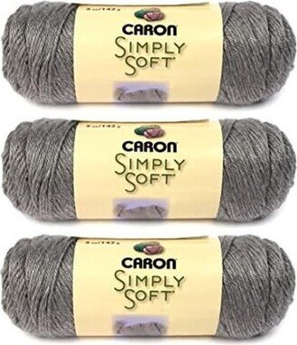 (Pack of 3 Simply Soft Heathers Yarn-Grey Heather