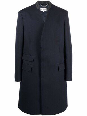 Collarless Mid-Length Coat