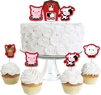 Big Dot of Happiness Farm Animals - Dessert Cupcake Toppers - Barnyard Baby Shower or Birthday Party Clear Treat Picks - Set of 24