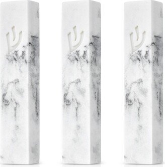 Set Of 3 Mezzuzahs For Door With Scrolls, Marble White Mezuzah Covers For Indoor & Outdoor, Modern Judaica Gifts Jewish House Blessing