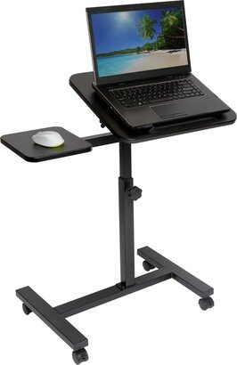 Height Adjustable Tilting Mobile Laptop Desk Cart with Mouse Pad Table, Black