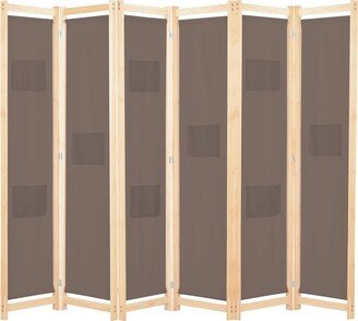 6-Panel Room Divider Brown 94.5