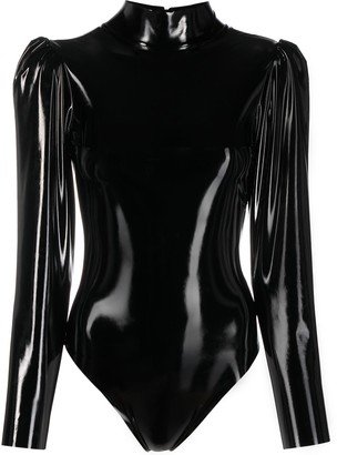 x Lia Aram faux-leather bodysuit