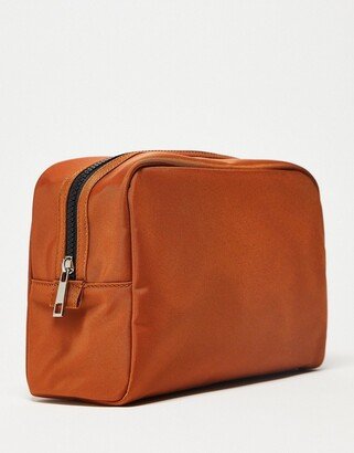 medium size nylon toiletry bag in burnt orange