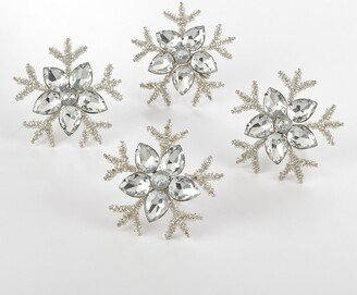 Saro Lifestyle Snowflake Design Napkin Ring, Silver (Set of 4)