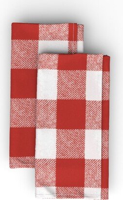 Cloth Napkins: Buffalo Check - Picnic Red Cloth Napkin, Longleaf Sateen Grand, Red