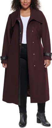 Plus Womens Wool Blend Belted Wrap Coat