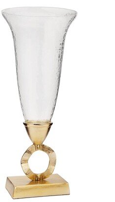 Alice Pazkus Hammered Glass Vase With Gold Brass Loop Stem
