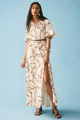 Printed Short-Sleeve Shirt Dress