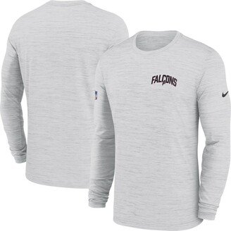 Men's White Atlanta Falcons Sideline Velocity Athletic Stack Performance Long Sleeve T-Shirt