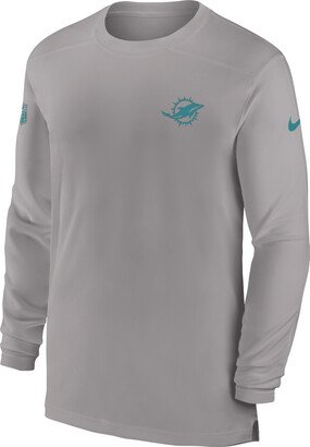 Men's Dri-FIT Sideline Coach (NFL Miami Dolphins) Long-Sleeve Top in Grey