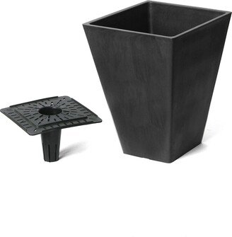 Algreen 17326 Valencia Square Flower Pot Planter 10 Inch Black