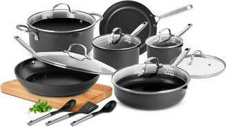 Pro 2x Nonstick 15pc Hard Anodized Aluminum Ceramic Cookware Set