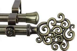 InStyleDesign Cloud Antique Brass Adjustable Double Curtain Rod Set