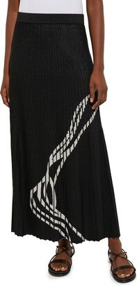 Abstract Stitch Rib Knit Maxi Skirt