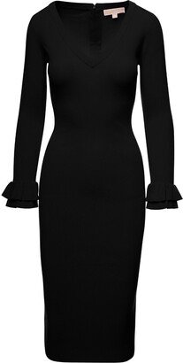 MICHAEL Michael Kors Fitted Black Midi Rib Knit Dress In Recycled Viscose Blend Woman M Michael Kors