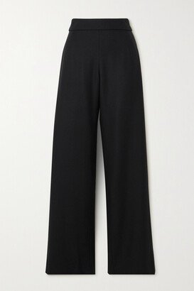 Wool-blend Straight-leg Pants - Black