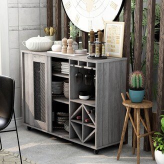 DH BASIC Rustic Grey 47-inch Multi-storage Bar Cart Buffet by Denhour