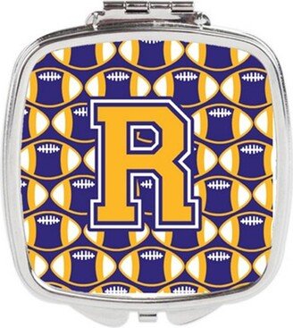 CJ1064-RSCM Letter R Football Purple & Gold Compact Mirror