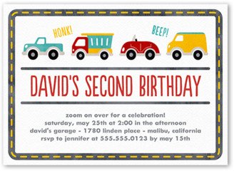 Boy Birthday Invitations: Birthday Cars Birthday Invitation, Grey, 5X7, Matte, Signature Smooth Cardstock, Square