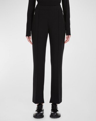 Cropped Slit-Hem Pintuck Jersey Pants