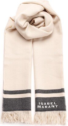 Logo Detailed Fringed Scarf-AA