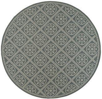 Marina 3969L Gray/Ivory 7'10 Indoor/Outdoor Round Area Rug - Grey/Ivory