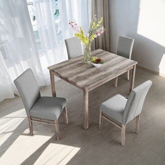 IGEMAN 5 Piece Modern Small Space Dining Table Set with 1 Table and 4 Upholstered Chairs for Dining Room