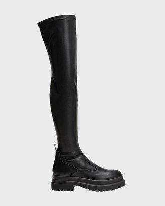 Leather Over-The-Knee Legging Boots-AA