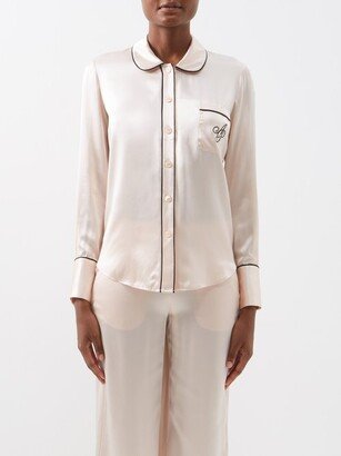 Logo-embroidered Silk-satin Pyjama Top