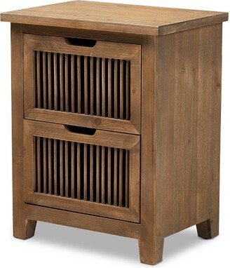 Clement 2 Drawer Wood Spindle Nightstand Brown