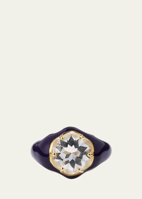 Da Funkadelic Ring with Purple Enamel and Rock Crystal