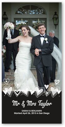 Wedding Announcements: Fun Hearts Wedding Announcement, Black, Standard Smooth Cardstock, Square