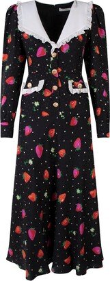 Strawberry Printed Midi Dress