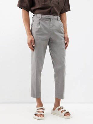 Masco Pleated Cotton-blend Cropped Trousers