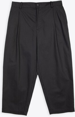 Cropped Pleated Chino Pants In Cotton Gabardine Black cotton pleated cropped pants - Cropped pleated chino pants