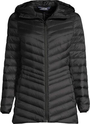 Land' End Women' Outerwear Wanderweight Ultralight Packable Hooded Long Down Jacket