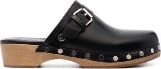 Stud-Embellished Leather Clogs-AA