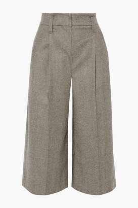 Pleated houndstooth wool culottes