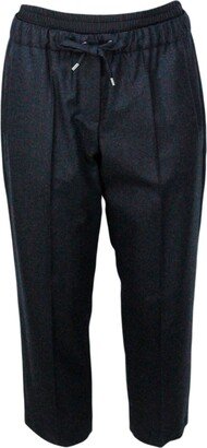 Baggy Cigarett Trousers In Soft Virgin Wool Flannel With Elastic And Drawstring Waist With A Satin Effect. Pull Up Silhouette-AA