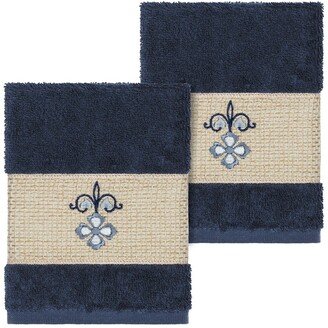 Quinn Embellished Washcloth - Set of 2 - Midnight Blue