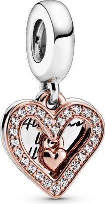 Cubic Zirconia Sparkling Freehand Heart Dangle Charm