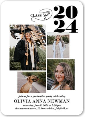 Graduation Invitations: Script Class Graduation Invitation, White, 5X7, Matte, Signature Smooth Cardstock, Rounded